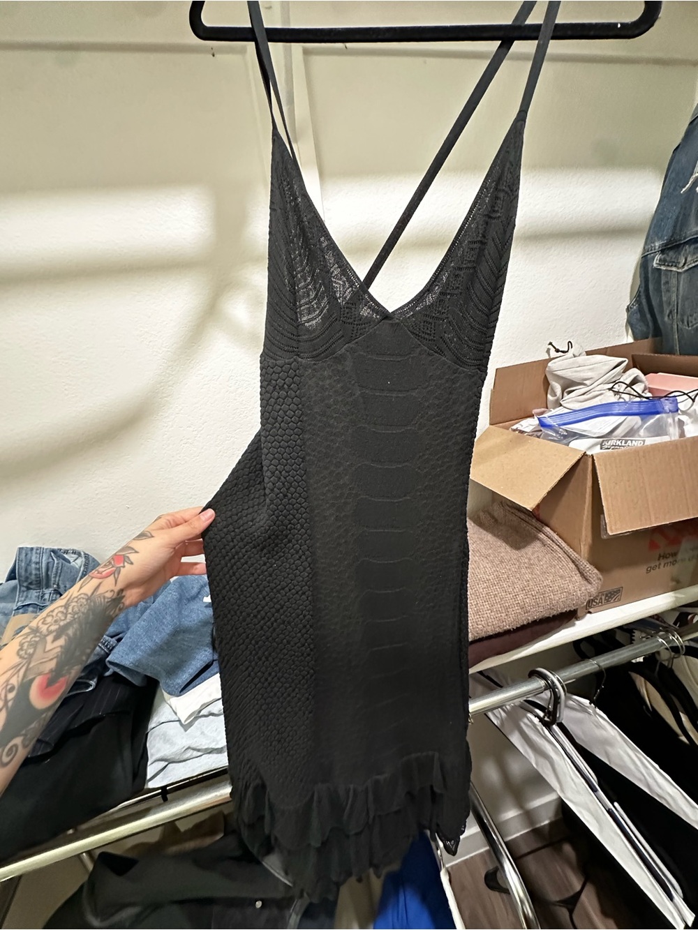 Just Cavalli Black Knit Slip Dress with Thin Straps